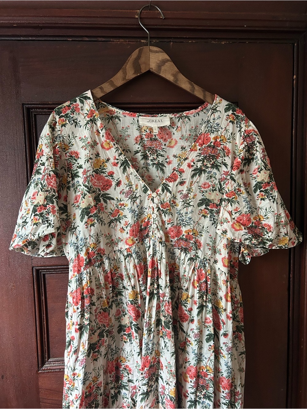 THE GREAT. The Wish Dress Floral V-Neck Flowy Midi Size Medium Boho Cottagecore - Picture 4 of 9